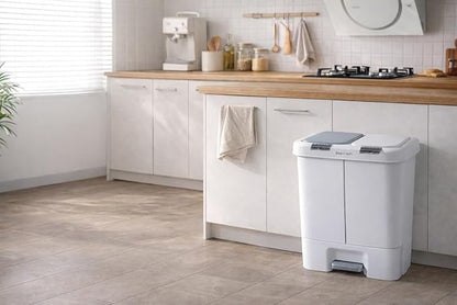 Step N' Sort 2 x 5.5 Gallon, Dual Trash and Recycling Bin with Slow Close Lid, White, 40 Liter (SNS402-W)