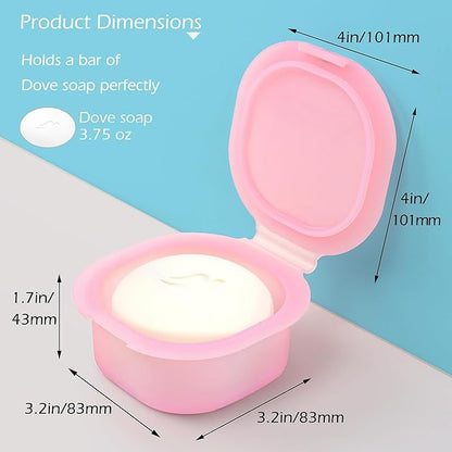 AIDIMMING Travel Soap Case with Lid, Silicone Shampoo Bar Container for Traveling, Keep Soap Dry, Round Soap Holder for Bathroom, Gym, Camping (Pink)