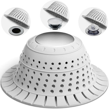 zaa Bathtub Drain Hair Catcher, Premium Silicone Shower Hair Catcher, 1Pack Hair Stopper for Pop Up & Regular Drains of Shower, Bathtub, Bathroom Sink, Bathroom Fixture Accessories, Light Gray