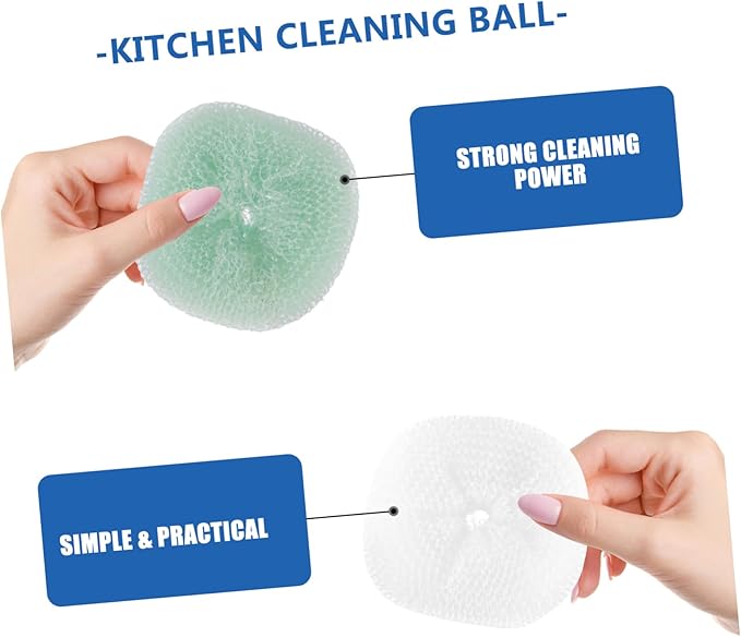 KOMBIUDA 12pcs Multi-Functional Household Cleaning Balls for Pots and Dishes Strong Scouring Power Durable Material for Kitchen and Outdoor Cleaning Tasks