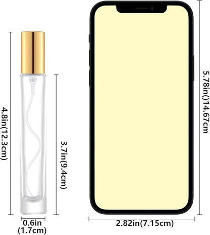 10ml Glass Spray Bottle, Thick Glass Atomizer, Perfume Decanter Kit, Small Travel Perfume Atomizer Bottle Refillable (8PCS, Gold)