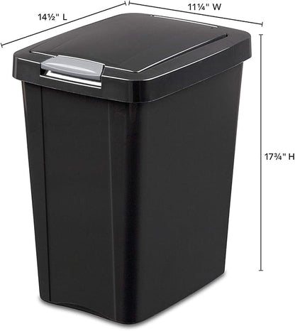 Sterilite 7.5 Gallon TouchTop Wastebasket with Lid That Opens with Touch, Conceals Trash in the Kitchen, Bathroom, Mudroom or Office, Black, 1-Pack
