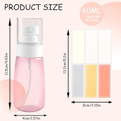 Ninsula 6 Pack Travel Spray Bottle TSA Approved, 60ml/2oz Small Fine Mist Empty Spray Bottles, Leak Proof Refillable Travel Bottle Set for Home, Office Or Outdoor Activities
