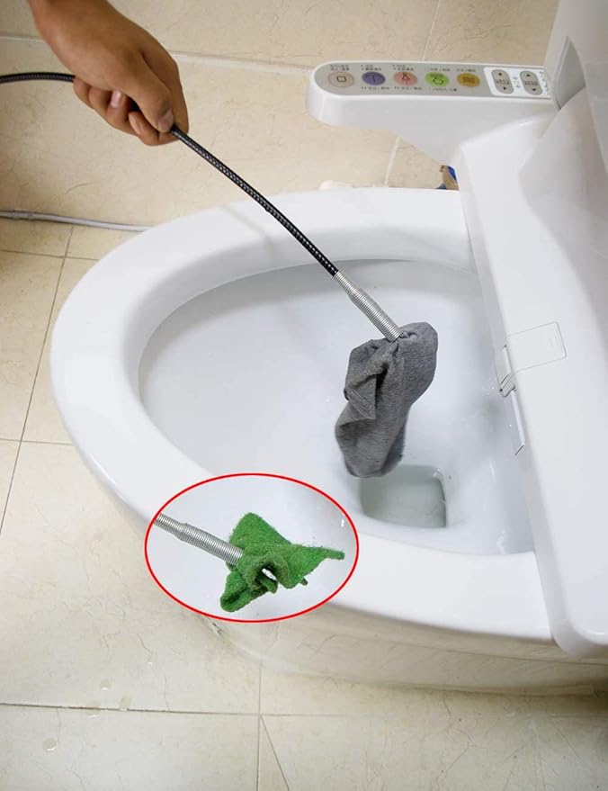 Drain Snake Drain Clog Remover Flexible Grabberable Pick Up Cleaning Tool Reacher Claw Stick, Drain Auger Grab Trash Hairs from Drain,Sink,Bathroom Tub Toilet Hose (24 Inch Drain Snake)
