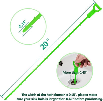 Drain Snake Hair Drain Clog Remover - 3 Pack Shower Snake Sink Unclogger Tool with Exquisite Packaging (Green)