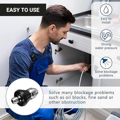 2023 Sewer Cleaning Tool High-pressure Nozzle, Drain Augers, Sewer Pipe Dredging And Cleaning Tools for Pipe Unclogging - Drain Clog Remover | Hair Clog Remover | Toilet Clog Remover (A)