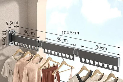 Clothes Drying Rack,Carbon Steel Collapsible Laundry Drying Rack Wall Mounted, 45 Inch Clothes Hanger Rack with Hooks for Drying Clothes(Grey)