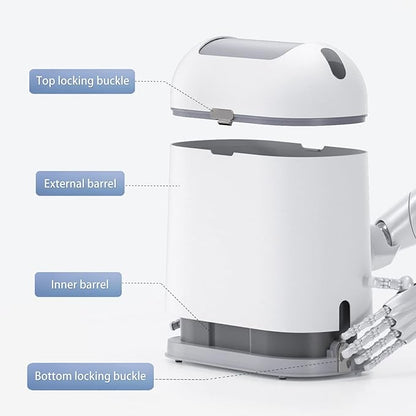 ELPHECO Bathroom Trash Can, 2.5 Gallon Motion Sensor Waterproof Trash Bin with Butterfly lid, Bathroom Decor Waste Basket Garbage Bin for Bedroom Kitchen and Office use, White with Grey Button