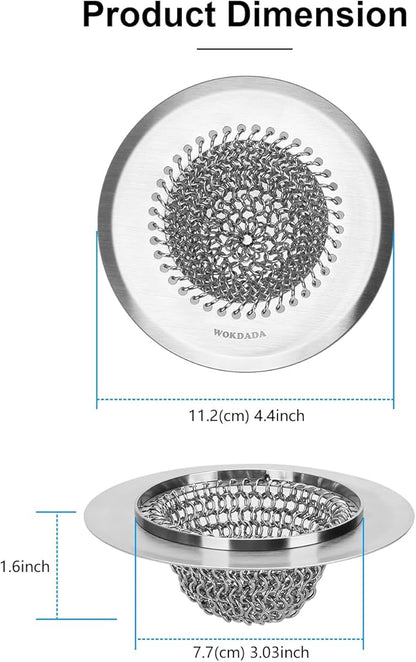 WOKDADA Upgraded Kitchen Sink Drain Strainer, Patented Reversible Kitchen Sink Strainer, 304 Stainless Steel Sink Strainer Basket, Anti-Clogging & Handmade, Fit US Standard 3-1/2'' Sink Hole
