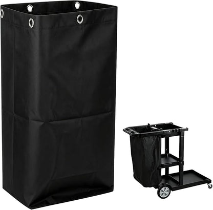 Replacement Janitorial Cleaning Cart Bag: Commercial Products 23 Gallon Industrial Janitorial Vinyl Cart Bag with 6 Brass Grommets - Size 16 x 11 x 27inches (Black)