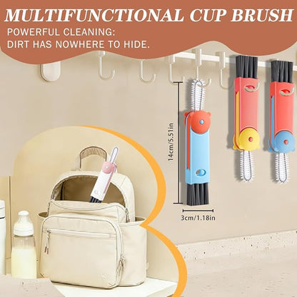 3 in 1 Cup Lid Cleaning Brush, Multifunctional Crevice & Gap Cleaner for Water Bottles, Insulated Cups and Tumblers, Deep Cleaning Tool for Home & Kitchen, Portable Travel Lid Cleaner Set (4 PCS)