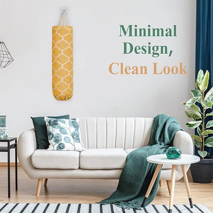Plastic Bag Holder, Washable Grocery Bag Holder for Plastic Bags Storage Dispenser with Hanging Loop, Wall Mount Trash Bags Dispenser for Home Kitchen Cabinet