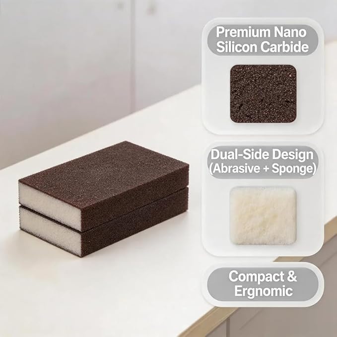 Magic Cleaning Sponge, Heavy Duty Nano Carbide Cleaning Sponge, Pot Scrubber Scouring Pad, Powerful Quickly Clean for Pots, Sink, Grill, Household, High-Density Emery Scrubber (10pcs)