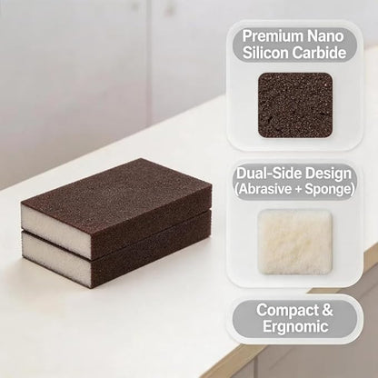 Magic Cleaning Sponge, Heavy Duty Nano Carbide Cleaning Sponge, Pot Scrubber Scouring Pad, Powerful Quickly Clean for Pots, Sink, Grill, Household, High-Density Emery Scrubber (10pcs)