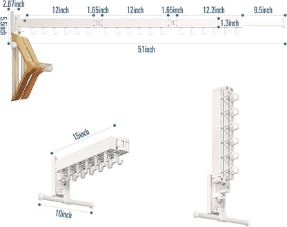 LIENAHU Drying Rack, Wall Mounted Clothes Rack, Aluminum, 220lbs Capacity, Foldable, White