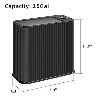 SUBEKYU Bathroom Trash Can with lid,3.5 Gal Small Kitchen Garbage Can,Plastic Office Waste Bin,Slim Wastebasket for Narrow Space,Black