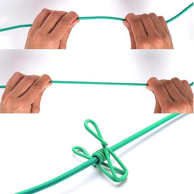 ALINNA Retractable Portable Clothesline, Travel Clothesline with 12 Clothespins for Indoor Laundry Drying, Outdoor Camping Accessories (Green)