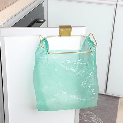 2 Pcs Large Stainless Steel Trash Bag Holder for Kitchen Cabinets Doors and Cupboards, Under Sink, Garbage, Kitchen Waste Can, Trash Cans, Gold
