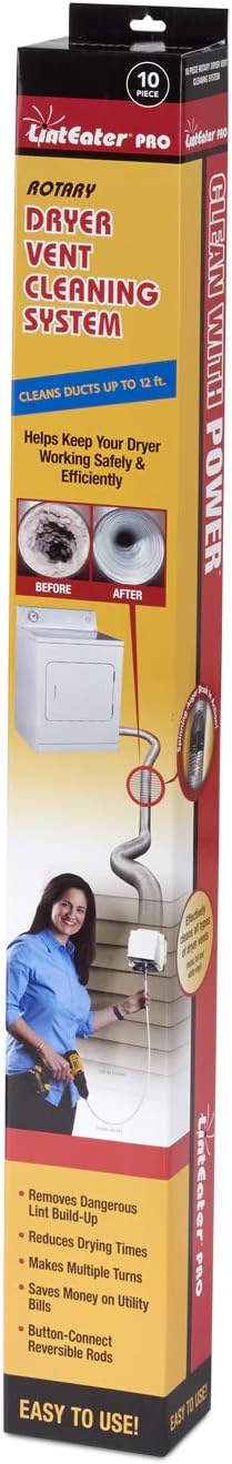 Gardus RLE42PRO LintEater Pro Rotary Dryer Vent Cleaning System, Removes Lint, Extends Up to 42’