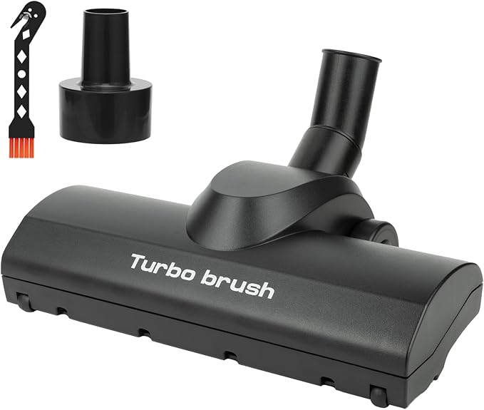 Portek Air-Driven Turbo Brush Attachment for Shop Vac Wet Dry Vacuum Cleaners, 1-1/4 and 2-1/2 Inch, Non-Electric Floor Head for Pet Hair and Debris Removal from Carpets Area Rugs Hard Floors