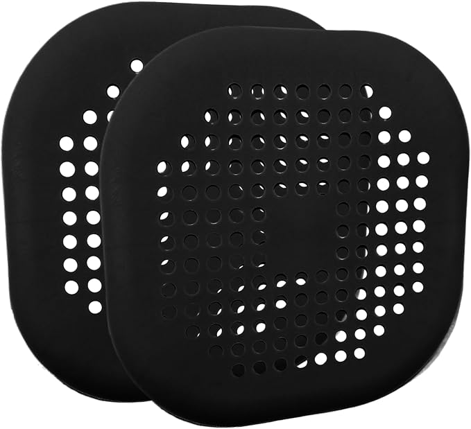 2 Pack 5.5 Inch / 140mm Drain Hair Catcher, Silicone Sink Drain Strainer Square Shower Drain Hair Catcher, Drain Protector Hair Catcher Hair Stopper for Bathroom Bathtub (Black)