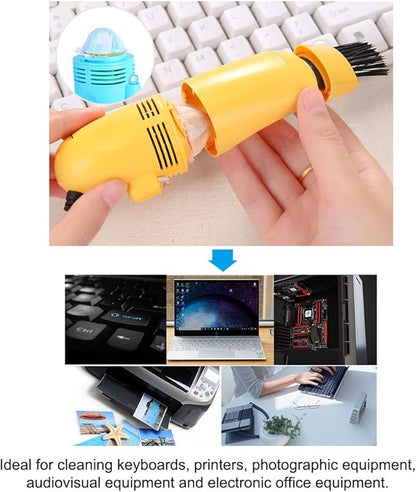 Handheld Mini Vacuum Cleaner, USB Rechargeable Keyboard Cleaner with Brush, Portable Cordless Dust Sucker for PC Laptop Office Desk Home (Black)