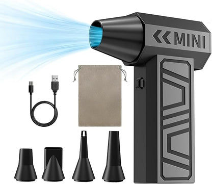 Mini Handheld Blower Hand held Mini Turbo Fan Rechargeable Air Duster Electric Compressed Air Duster Snow Blower Cordless 105000 RPM 4-Gear Adjustable for Car/Computer/Keyboard/Home/Outdoor