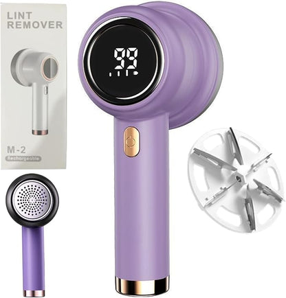 Q20 Fabric Shaver, Rechargeable Q20 Fabric Shaver Lint Remover, Fabric Shaver Fuzz Remover, Fabric Shaver for Clothing, 3-Speed with Led Display (Purple)