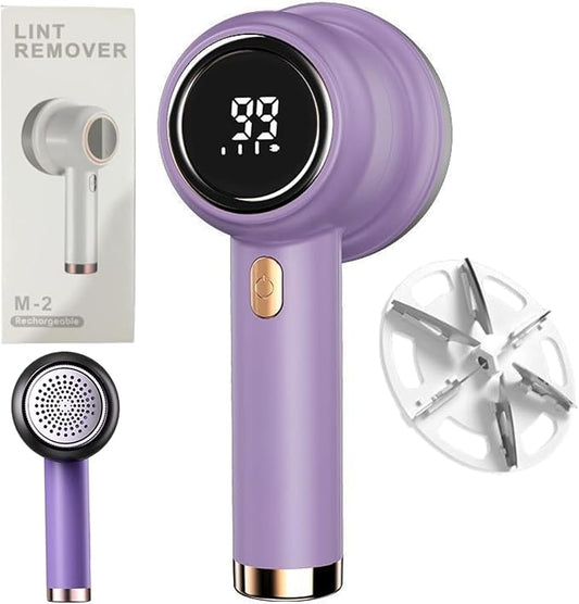 Q20 Fabric Shaver, Rechargeable Q20 Fabric Shaver Lint Remover, Fabric Shaver Fuzz Remover, Fabric Shaver for Clothing, 3-Speed with Led Display (Purple)