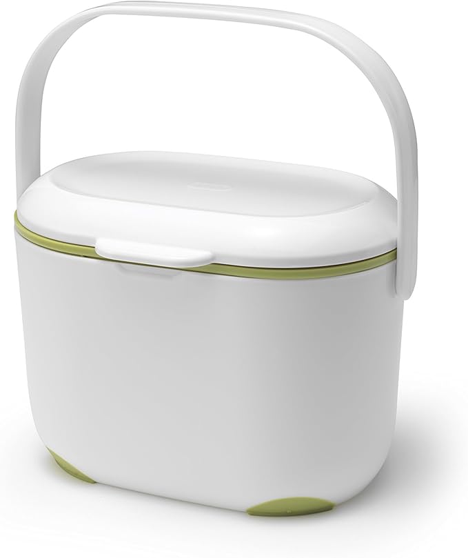 Addis 2.5 Litre Kitchen Compost Caddy, White/Green