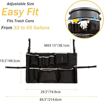 Trash Can Caddy Bag,Cleaning Caddy Bag for 32-55 Garbage Bags Holder,Round Trash Bags Holder,Cleaning Tool Organizer for 13 Pockets,Cleaning for Cleaning Supplies