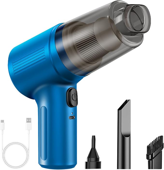 Wireless Handheld Car Vacuum Cleaner Portable Cordless, Vacuum Cleaner with Multi-nozzles, Portable Mini Handheld Wet/Dry Cordless Car Vacuum Cleaner (Blue)