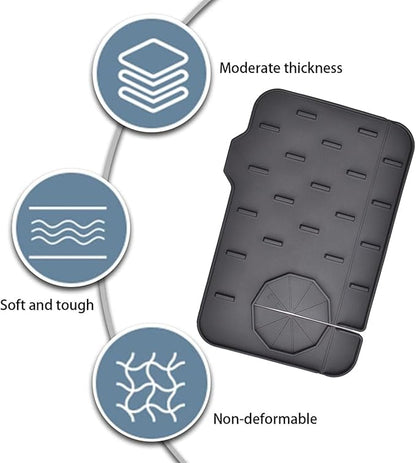 Sink Splash Guard, Pack of 2 Mini Kitchen Faucet Mat, Can be Used on Both Sides, Tap Sink Splash Guard, Splash Guard, Suitable for Kitchen Sink, Bathroom, Corner Sink, Protect Worktop (White)