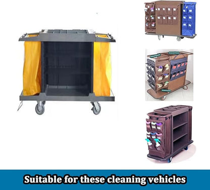 Replacement Janitorial Cart Bag with 8 Brass Grommets,25 Gallon Housekeeping cart Bag High Capacity Waterproof Thickened Commercial Janitorial Cleaning Cart Bag with 6 Brass Grommets (Black-8)