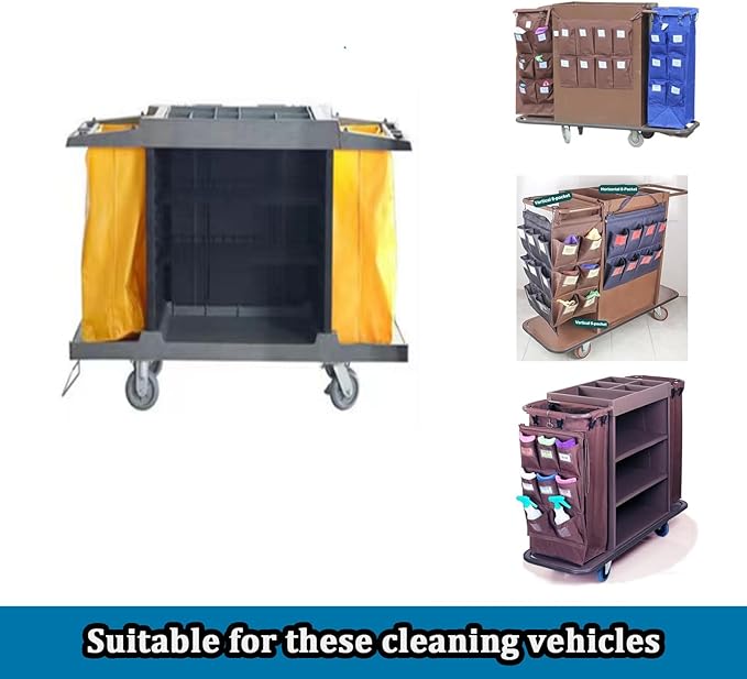 Replacement Janitorial Cart Bag with 8 Brass Grommets,25 Gallon Housekeeping cart Bag High Capacity Waterproof Thickened Commercial Janitorial Cleaning Cart Bag with 6 Brass Grommets (Coffee-8)