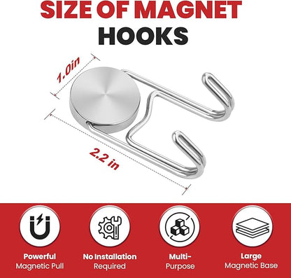 Buelkmag Magnetic Hooks 50Lbs+ 2026 Cruise Essentials Magnet Hook Heavy Duty Magnets Hanging Hooks for Refrigerator Grill Toolbox Cabins Outdoor 8 Pack (Silver)