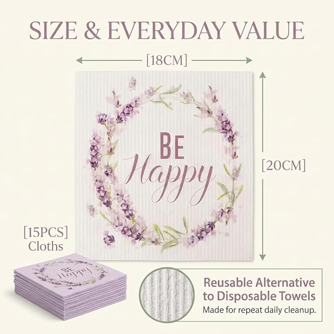 Kitchen Towels Swedish Dishcloths - 6 Count Reusable Paper Towels Washable, Cellulose Sponge Dish Towels for Kitchen Cleaning, Ultra Absorbent Odor Free Eco Friendly Biodegradable Cleaning Rags