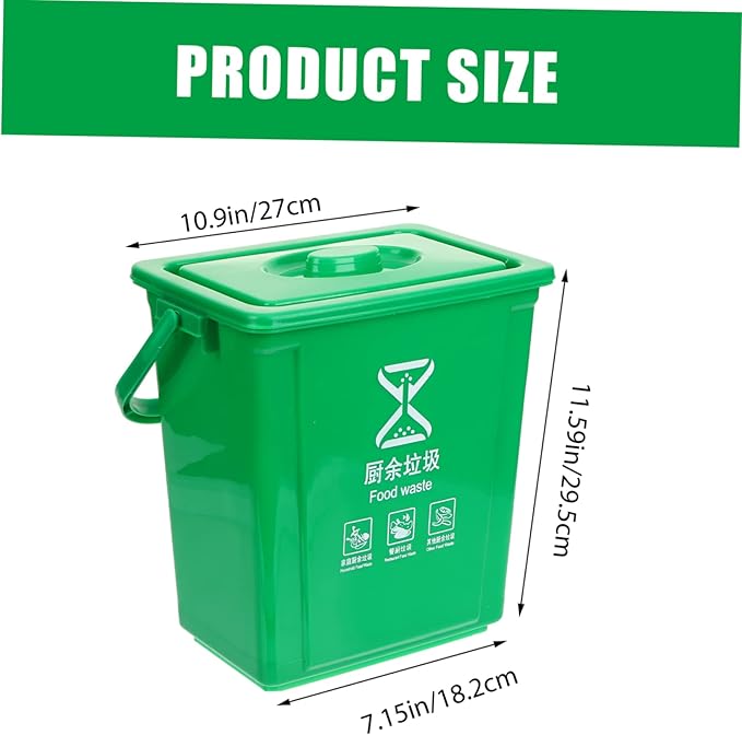 MAGICLULU Sturdy Handle Garbage Can Kitchen Compost Bin Lid Outdoor Compost Bucket Indoor Waste Bin