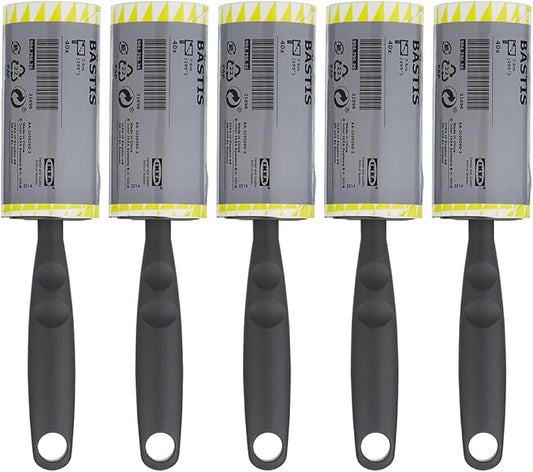 Ikea Bastis Lint Remover Rollers Grey - Set of 5 Rollers (200 Sheets)