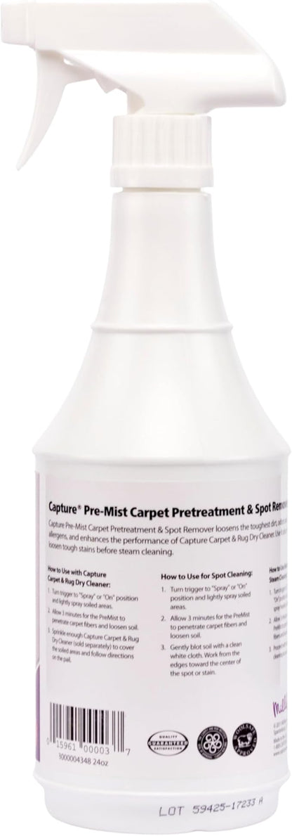 Capture Pre-Mist Soil Release for Carpet Dry Cleaner - Carpet Cleaning Pre Spray - Loosen Juice, Coffee & Wine Spill and Tough Rug Stains Eliminator - Multi-Purpose Cleaning Essentials - 24oz (2 Pack)