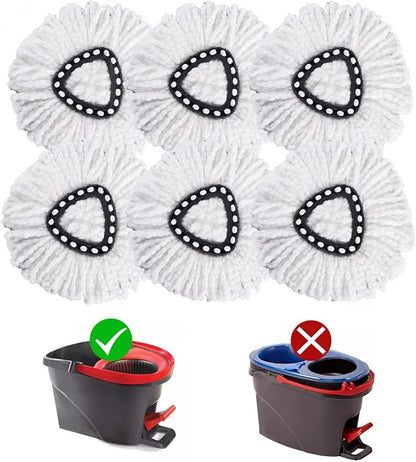 Matthew Cleaning 6Pack White Microfiber Spin Mop Replacement Head Compatible with EasyWring Spin Mop Replace Head-EasyWring High Absorbency,Machine Washable,Microfiber Spin Mop Refills