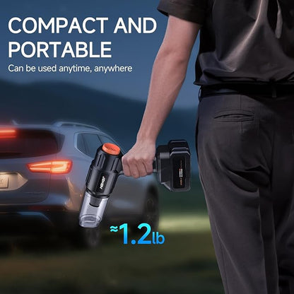 Car Vacuum Portable Cordless, High Power Suction & Blower, Handheld Vacuum Cleaner for Car, Home, Desktop, Keyboard,Birthday Gifts for Men Dad Husband(Fog Black)