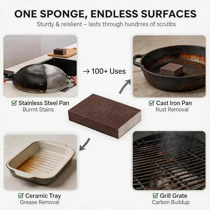 Magic Cleaning Sponge, Heavy Duty Nano Carbide Cleaning Sponge, Pot Scrubber Scouring Pad, Powerful Quickly Clean for Pots, Sink, Grill, Household, High-Density Emery Scrubber (10pcs)