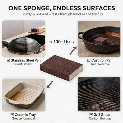 Magic Cleaning Sponge, Heavy Duty Nano Carbide Cleaning Sponge, Pot Scrubber Scouring Pad, Powerful Quickly Clean for Pots, Sink, Grill, Household, High-Density Emery Scrubber (5pcs)
