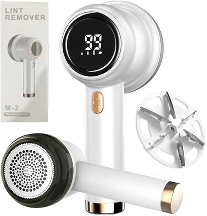 Q20 Fabric Shaver, Rechargeable Lint Remover, 3-Speed with LED Display (White)