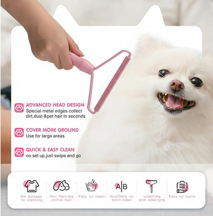 Honeydak 3 Pieces Hair Remover Tool Dog Hair Remover Pro Silicone Cleaner Brush Roller Fuzz Hairball Brush for Carpet Rake, Car Mat, Couch, Pet Bed, Clothes(Pink)