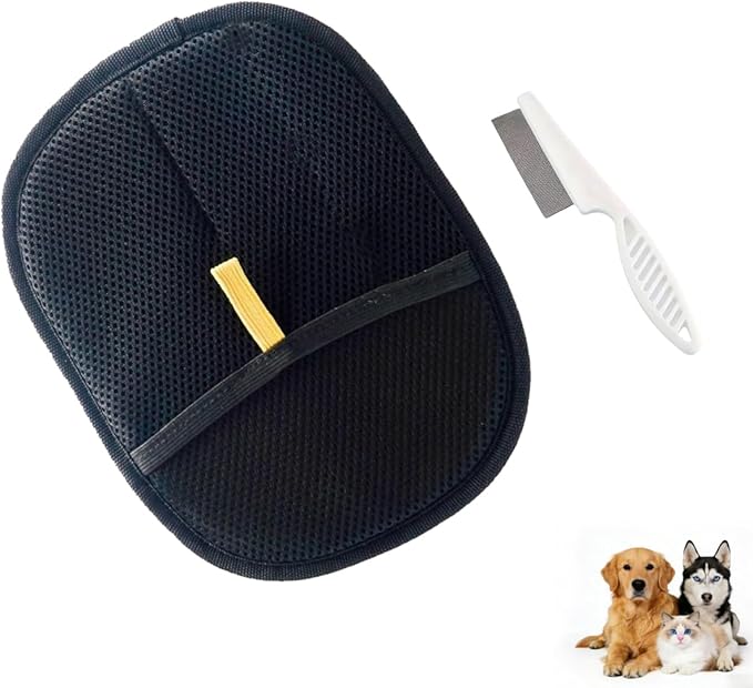 Pet Hair Remover Glove, Double Sided Magic Brush for Cats & Dogs. Reusable Grooming Glove for Pet Shedding & Cleaning Furniture, Couch, Carpet. (1 Set)