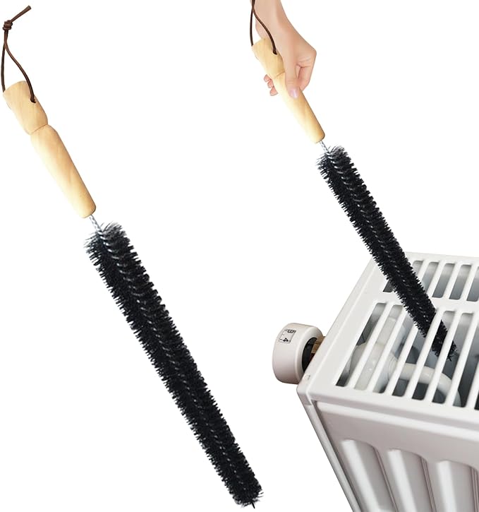2Pcs Radiator Cleaner Brush, Radiator Duster Brush Cleaning Brush, Dryer Lint Brush Vent Cleaner, 16 inch Long Flexible Refrigerator Coil Soft Bristile Brush, Washer Dryer Organizer