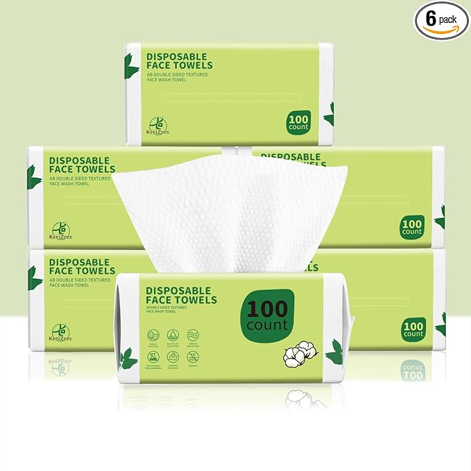 Disposable Face Towels 600 Count, Biodegradable Ultra Soft & Thick Facial Towels for Sensitive Skin, Lint-Free Makeup Remover Dry Wipes, Multi-Purpose Cleansing Towelettes for Face Wipes, Skincare