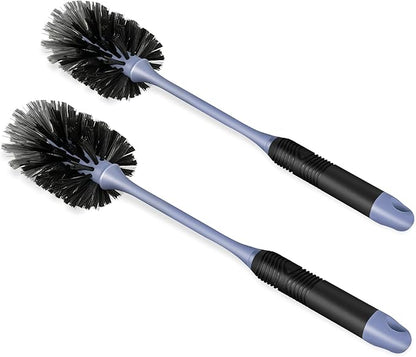 Long Handle Bottle Brush, Reusable Water Bottle Cleaner Brush, Flexible Scrub Brush for Water Bottles, Glasswares, Mugs, Thermos, Black, 2 Pack